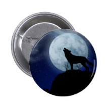 Loup de pleine lune badges avec agrafe