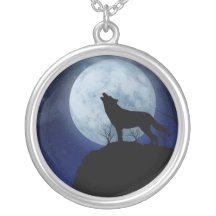 Loup de pleine lune collier personnalisé