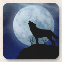 Loup de pleine lune dessous-de-verre