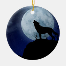 Loup de pleine lune ornements de noël