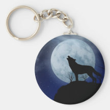 Loup de pleine lune porte-clefs