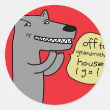 Loup (rouge) autocollants ronds