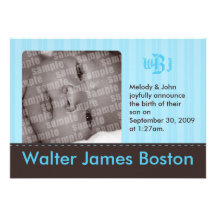 Lt fait sur commande Blue de faire-part de naissan