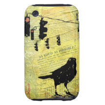 LUIDE Zwarte Vogel met Einde Lichte CaseMate iPhone 3 Tough Cover