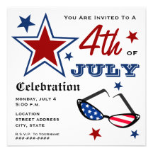 Lunettes de soleil patriotiques 4 juillet de drape invitations personnalisées