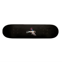 Lutin rose et bleu de cheveux dans le blanc skateboards