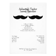 M. en M. Mustache Wedding Uitnodigingen