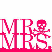 M. & Mevr. Pink Skull Cake Topper Foto Uitsneden