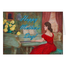 Madame dans le jour de mère rouge et heureux cartes de vœux