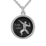 Madame Lifter Weightlifting Necklace Collier Argent Sterling