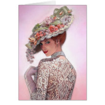 Madame victorienne effarouchée "Betty Lu " Carte De Vœux
