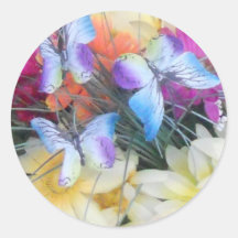Madeliefjes en Vlinders Ronde Stickers
