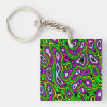 Magenta de vert jaune de labyrinthe de fractale porte-clefs