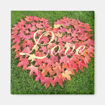 Magnet de cadeaux de feuille d'automne de coeur d'