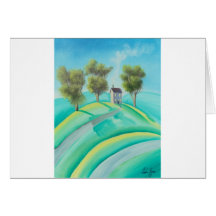 MAISON SUR UNE COLLINE CARTES DE VŒUX