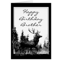 Mâle vintage de frère de joyeux anniversaire, cerf cartes de vœux