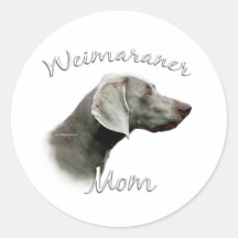 Maman 2 de Weimaraner Adhésifs Ronds