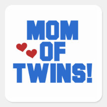 Maman des cadeaux bleus des textes de jumeaux stickers carrés