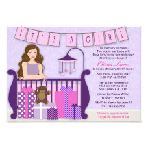 Maman moderne mignonne dans l'invitation de baby s