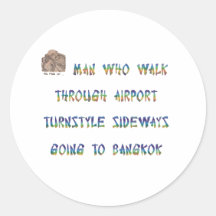 Man die door luchthaven turnstyle… ronde stickers
