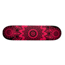 Mandala fuchsia de flocon de neige de dentelle de  planches à roulettes customisées