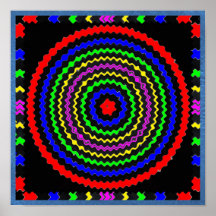 Mandala radial équilibré de Chakra de vague Affiche
