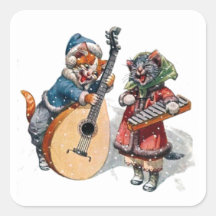 Mandoline et xylophone mignons de jeu de chats dan autocollants