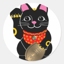 Maneki noir Neko Autocollant