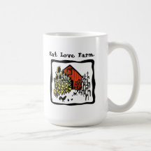 Mangez. Amour. Ferme. Tasse de café
