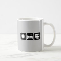 mangez le code de sommeil mug à café