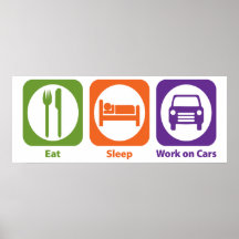 Mangez le travail de sommeil sur des voitures affiches