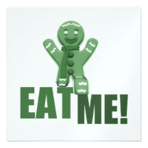 MANGEZ-MOI ! Bonhomme en pain d'épice - vert Invitations Personnalisables