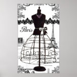 Mannequin blanc noir de mode de Paris Poster