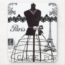Mannequin blanc noir de mode de Paris Tapis De Souris