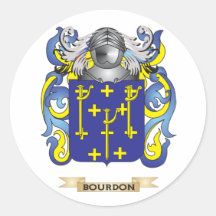 Manteau de bourdon des bras (crête de famille) autocollant rond