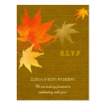 Maple Leaf Country Burlap Wedding RSVP (4.25x5.6) Postcard