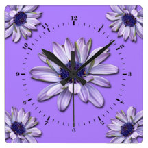 Marguerite pourpre pendule murale