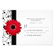 Marguerite rouge de Gerbera avec la conception noi Cartons D'invitation Personnalisés
