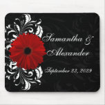 Marguerite rouge et noire et blanche de Gerbera de Tapis De Souris