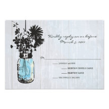 Mariage accrochant rustique de pot de maçon de RSV Invitation