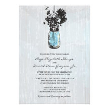 Mariage accrochant rustique de pot de maçon invitations personnalisées