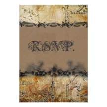 Mariage campagnard rustique RSVP de barbelé de fer Invitations