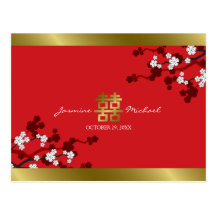 Mariage chinois de double bonheur de fleurs de cer carte postale
