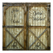 Mariage de cowboy de porte de grange invitations