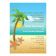 Mariage de destination de plage de palmier et d'ét cartons d'invitation