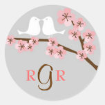 Mariage de jardin de fleurs de cerisier adhésifs ronds