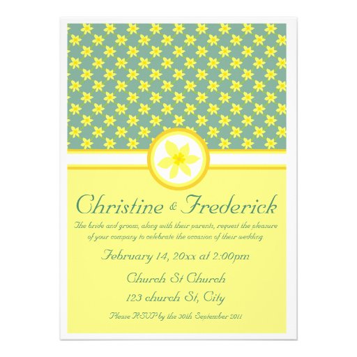 Mariage de jonquille, 5,5"" invitation x7.5