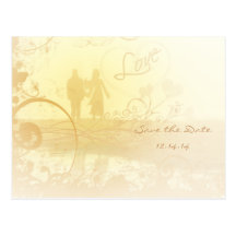 Mariage de plage jaune de coeur carte postale