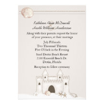 Mariage de thème de plage de château de sable invitation personnalisée