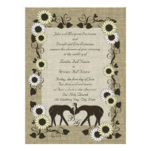 Mariage de tournesol d'amour de région boisée invitations personnalisées
